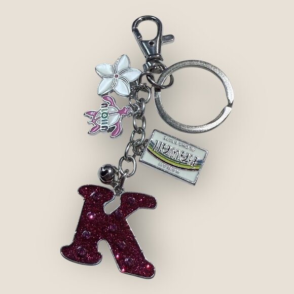 Hawaii K Monogram Keychain Keyring Bag Clip Charms - Picture 1 of 2